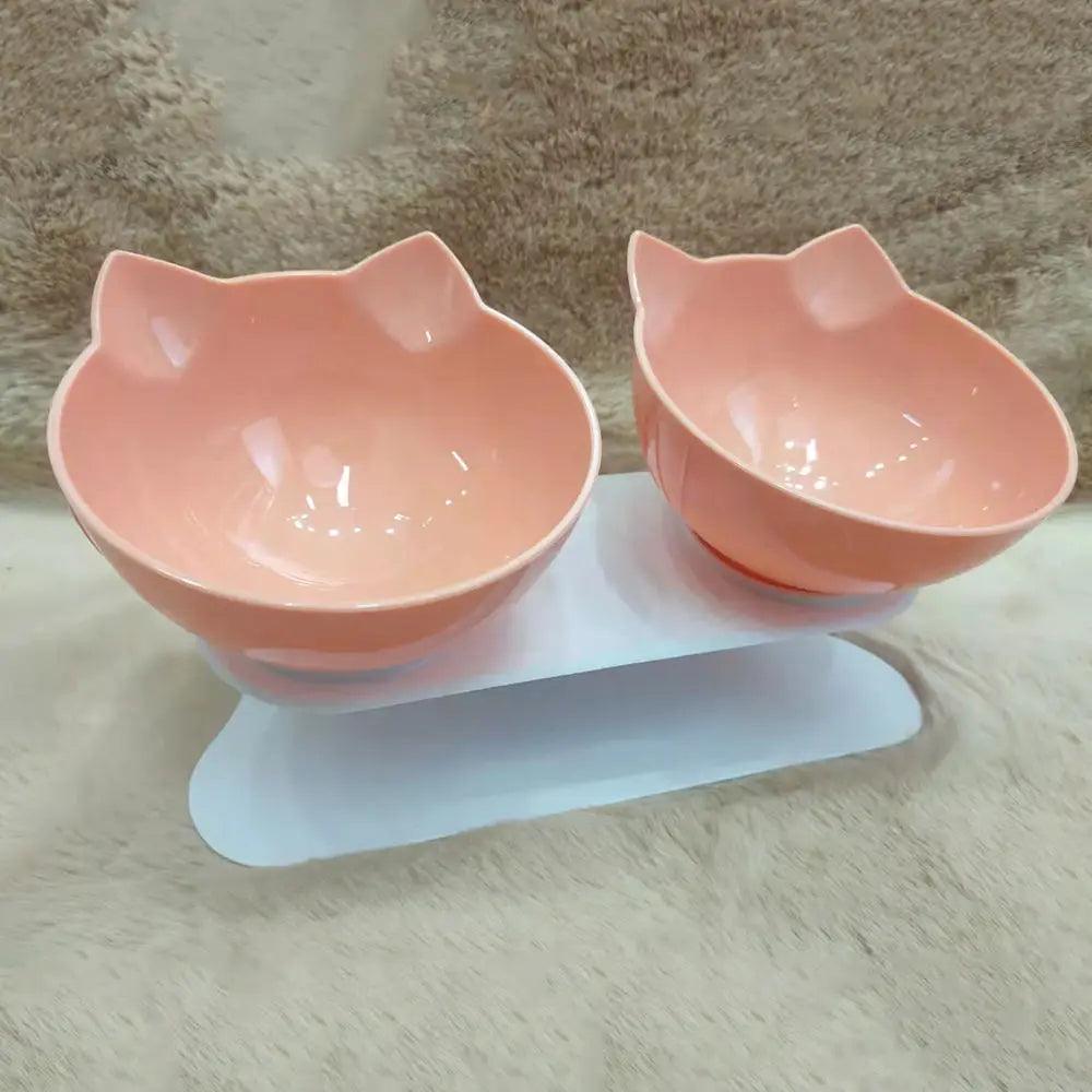 Anti-Vomiting Orthopedic Cat Bowl Pet Bowls, Feeders & Waterers KittyNook Double Peach Bows  