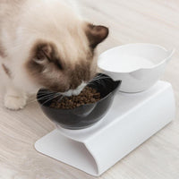 Thumbnail for Anti-Vomiting Orthopedic Cat Bowl Pet Bowls, Feeders & Waterers KittyNook White & Black Bowls  