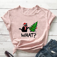 Thumbnail for Black Cat What? Christmas Tee T-Shirt KittyNook   