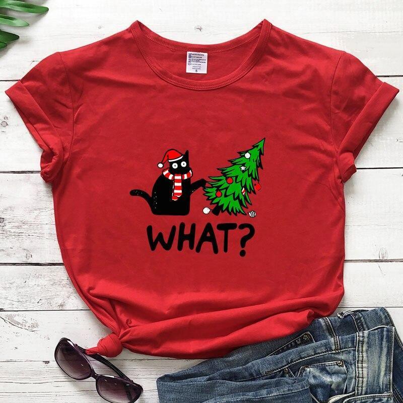 Black Cat What? Christmas Tee - KittyNook