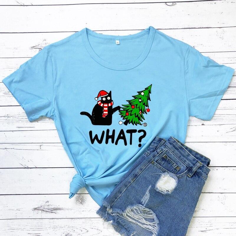 Black Cat What? Christmas Tee - KittyNook