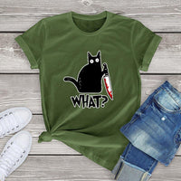 Thumbnail for Black Cat What? Tee - KittyNook Cat Company