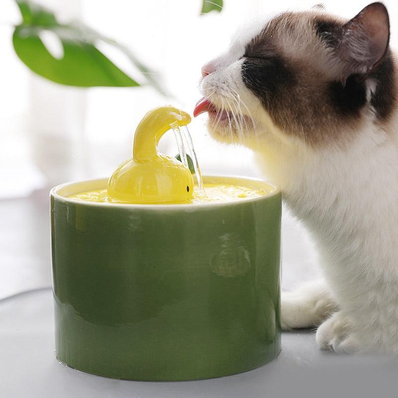 Ceramic Cat Drinking Fountain Cat Water Bowl Fountain Stainless
