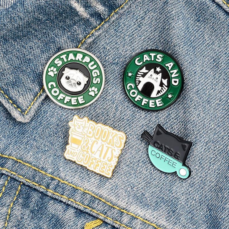 Coffee Cats Enamel Pin - KittyNook Cat Company