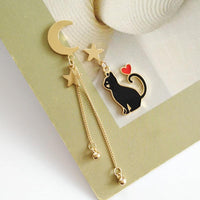 Thumbnail for Cat and Flowers Dangle Earrings - KittyNook Cat Company