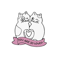 Thumbnail for Cat n' Book Enamel Pin  KittyNook Cat Company Hugging Cats  