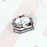 Thumbnail for Cat n' Book Enamel Pin  KittyNook Cat Company   