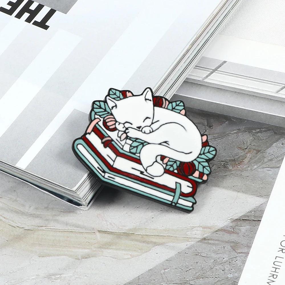 Cat n' Book Enamel Pin  KittyNook Cat Company   