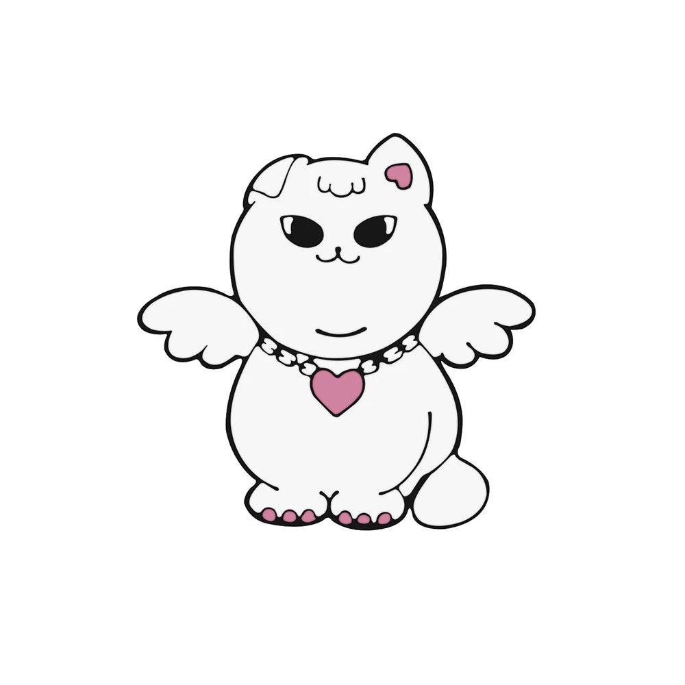 Cat n' Book Enamel Pin  KittyNook Cat Company White Cat with Wings  