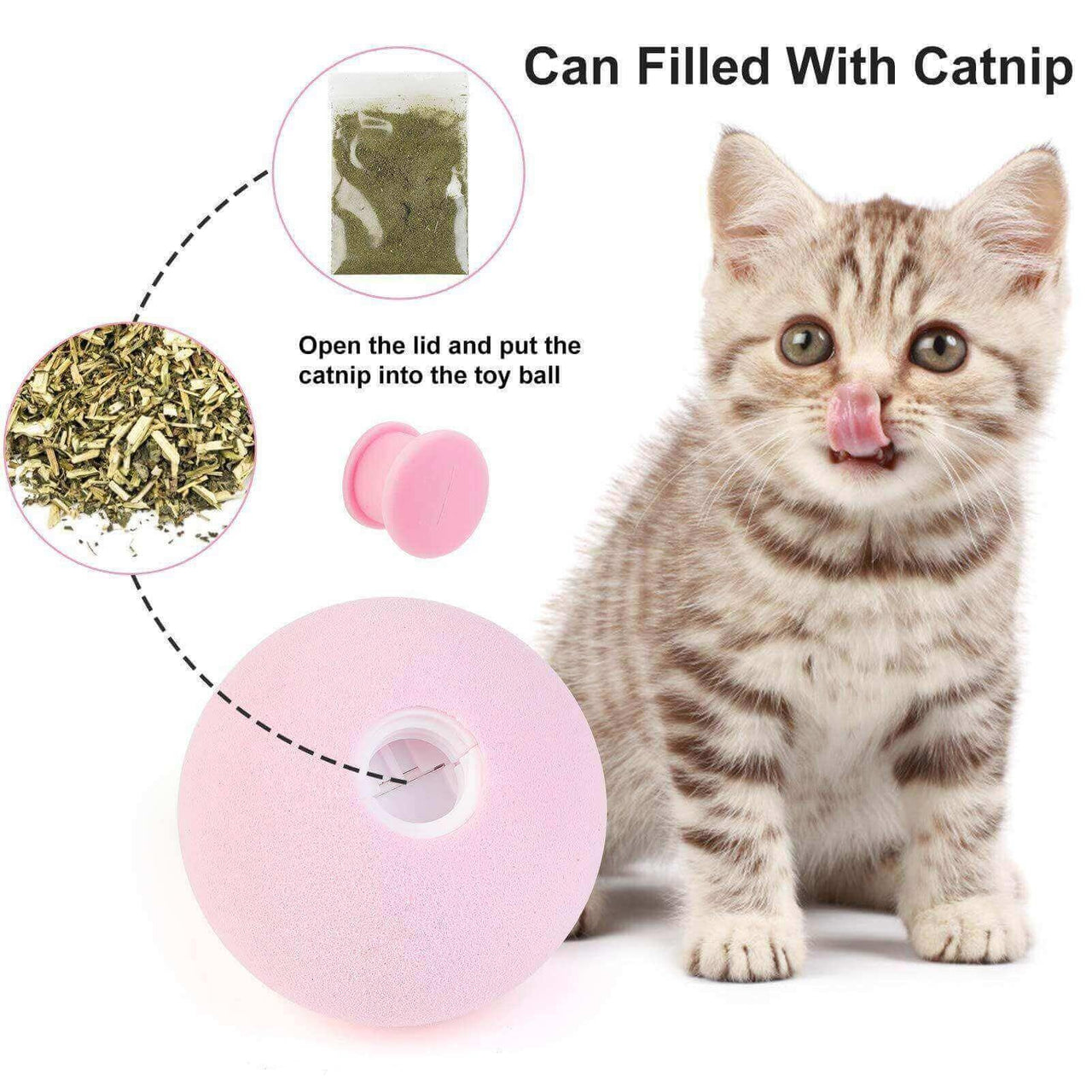 Catnip Training Ball Smart Cat Toy With Sound Cat Toys KittyNook   