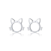 Thumbnail for Cats On Silver Hoop Earrings Earrings KittyNook Cat Company Silver  