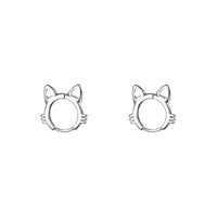 Thumbnail for Cats On Silver Hoop Earrings - KittyNook Cat Company