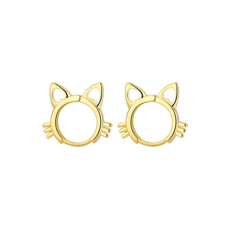 Cats On Silver Hoop Earrings Earrings KittyNook Cat Company Gold  