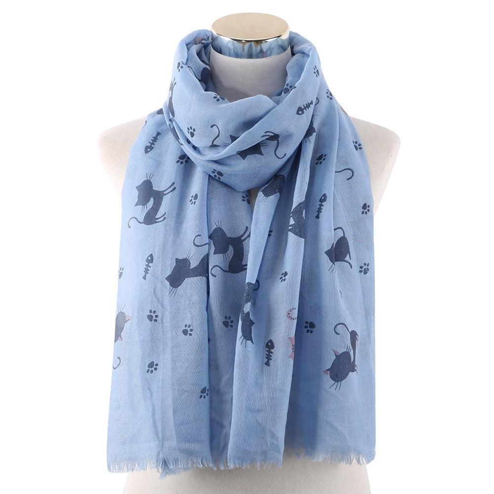 Catty White Cotton Scarf - KittyNook Cat Company