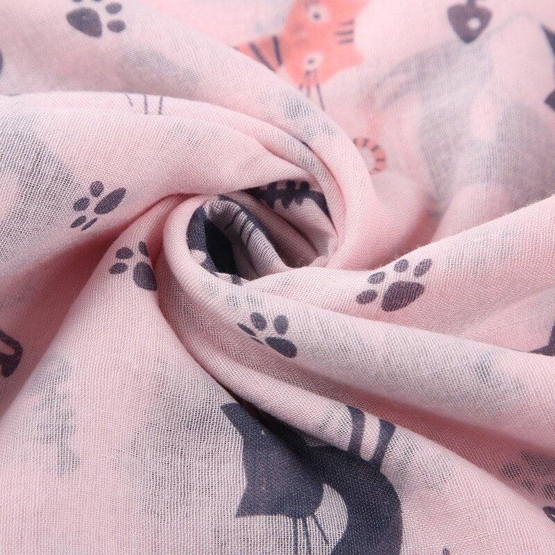 Catty White Cotton Scarf - KittyNook Cat Company