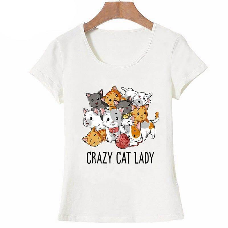 Crazy Cat Lady Tee Shirts & Tops KittyNook S White 