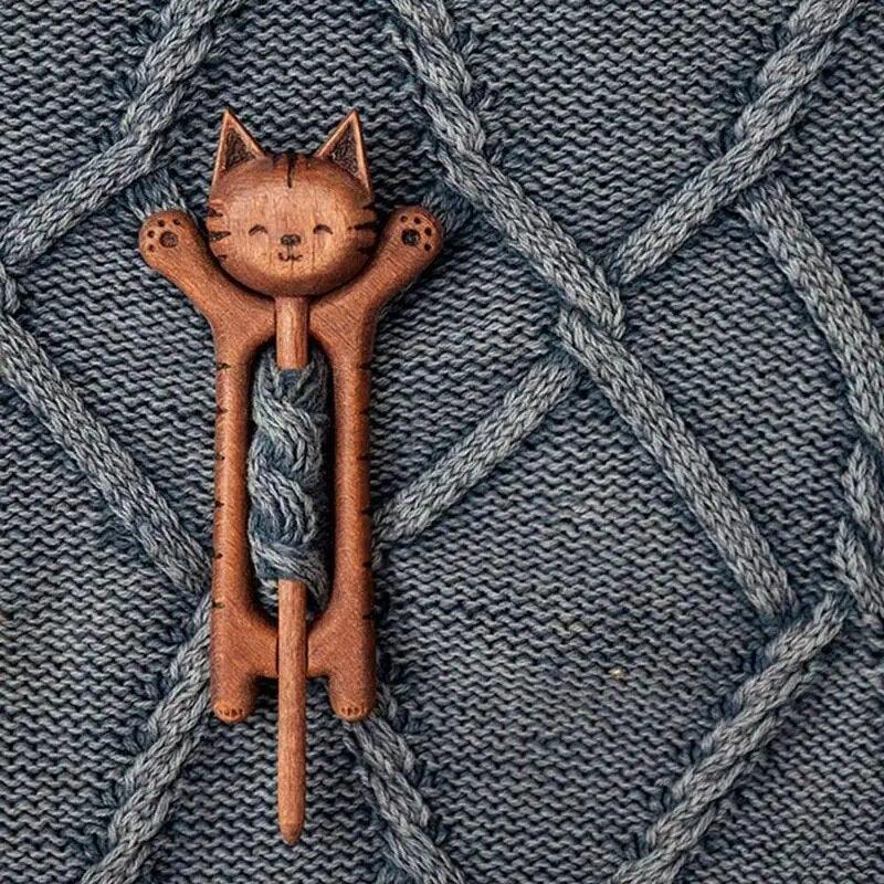 Critter Friends Wooden Brooch Brooches & Lapel Pins KittyNook Cat Company Cat B  