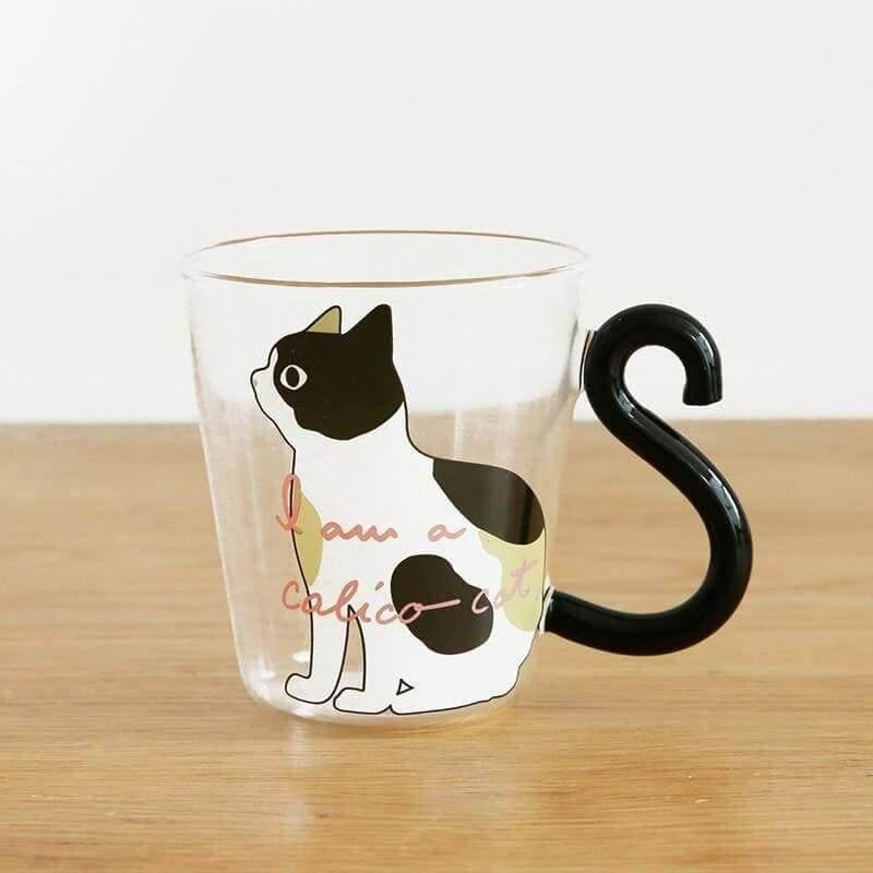 Curly Tail Cat Mug Drinkware KittyNook Calico Cat  