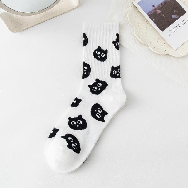 Cute Cat Cotton Socks Socks KittyNook White Socks - Bunch o' Cats  