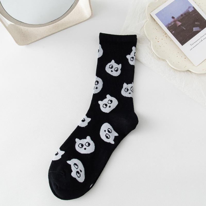 Cute Cat Cotton Socks Socks KittyNook Black Socks - Bunch o' Cats  