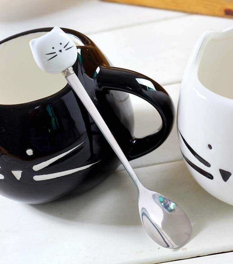 Cutie Kitties Ceramic Mug With Stirrer - KittyNook