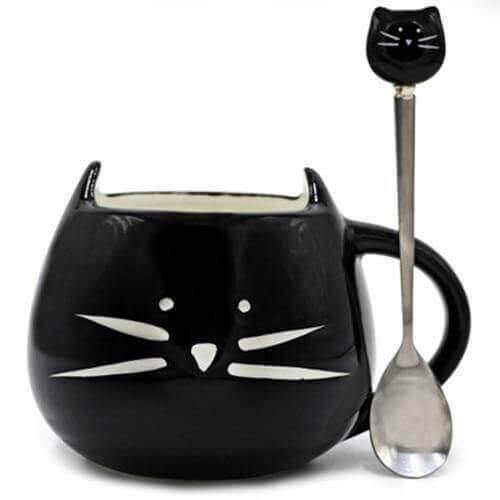 Cutie Kitties Ceramic Mug With Stirrer - KittyNook