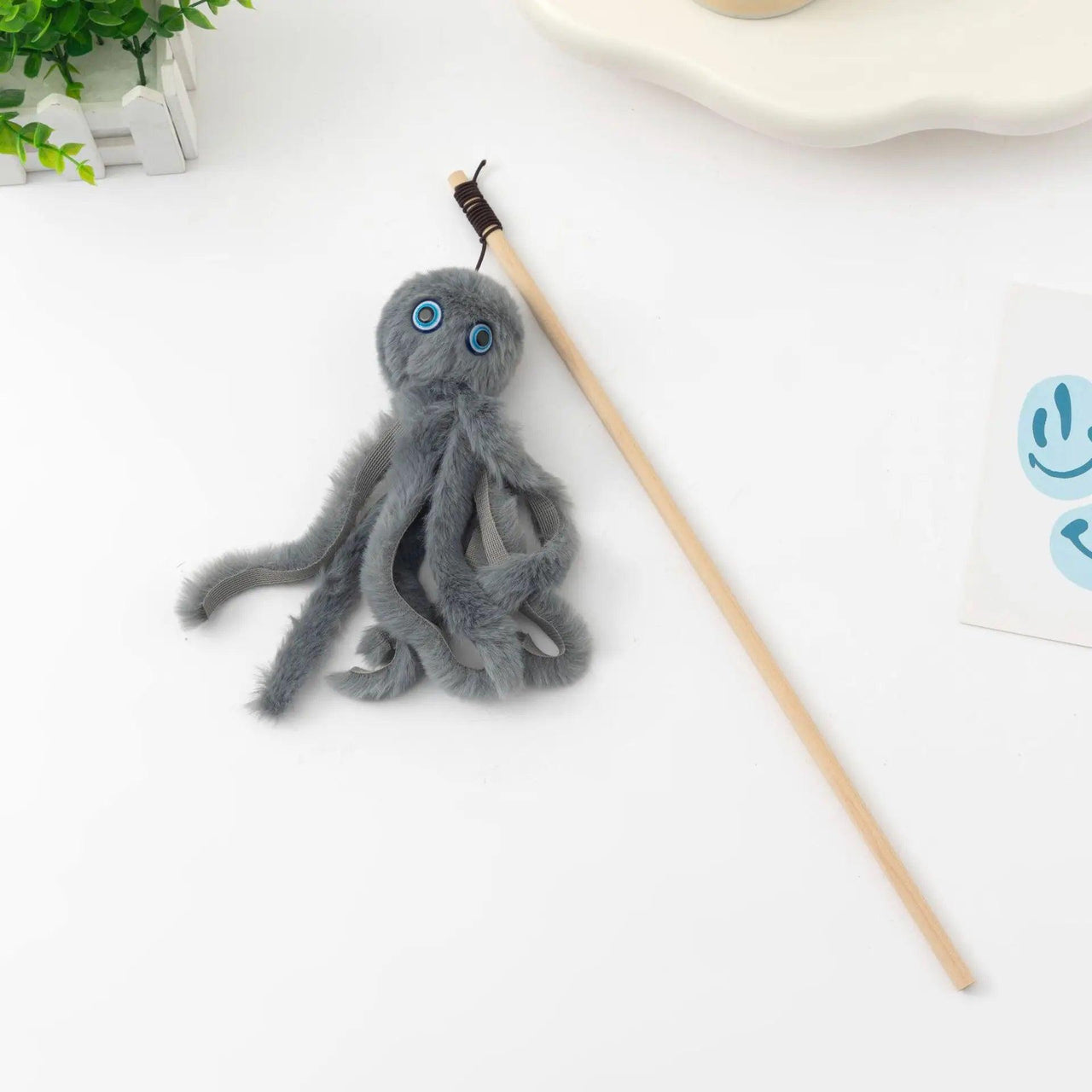 Da Octopus Cat Stick Toy Cat Toys KittyNook Cat Company Grey  