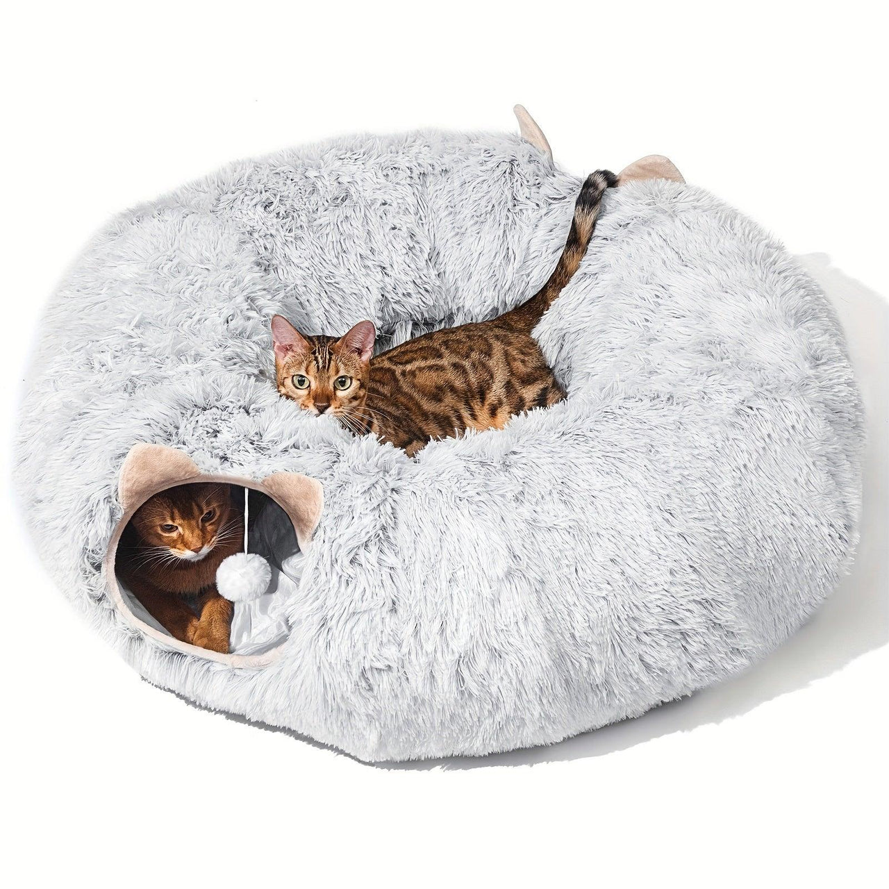 Disk-O Fluffy Cat Tunnel Bed Cat Beds KittyNook Cat Company   