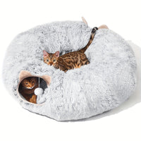 Thumbnail for Disk-O Fluffy Cat Tunnel Bed Cat Beds KittyNook Cat Company   