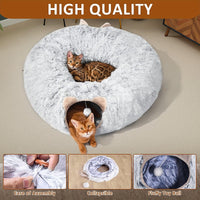 Thumbnail for Disk-O Fluffy Cat Tunnel Bed Cat Beds KittyNook Cat Company   