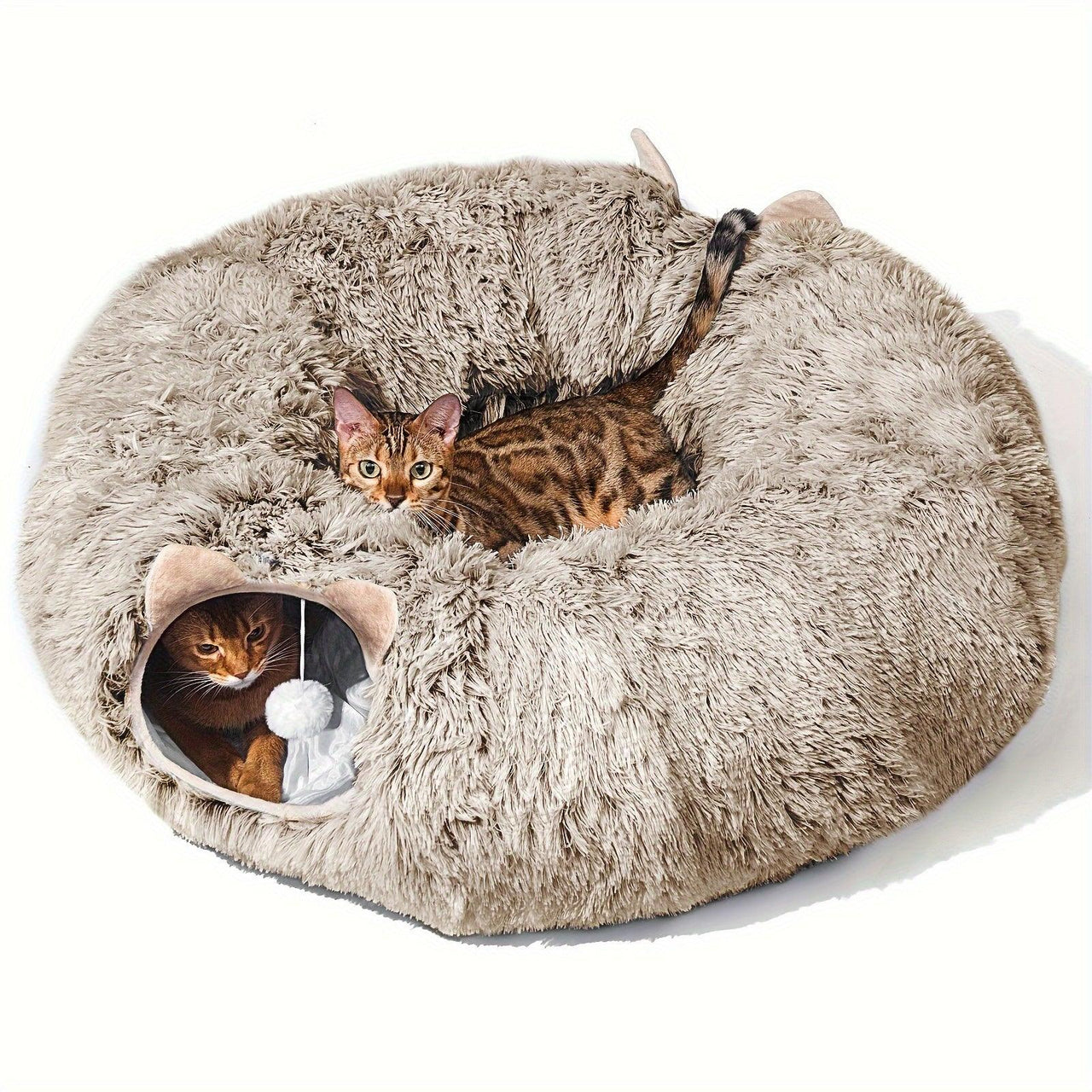 Disk-O Fluffy Cat Tunnel Bed Cat Beds KittyNook Cat Company   