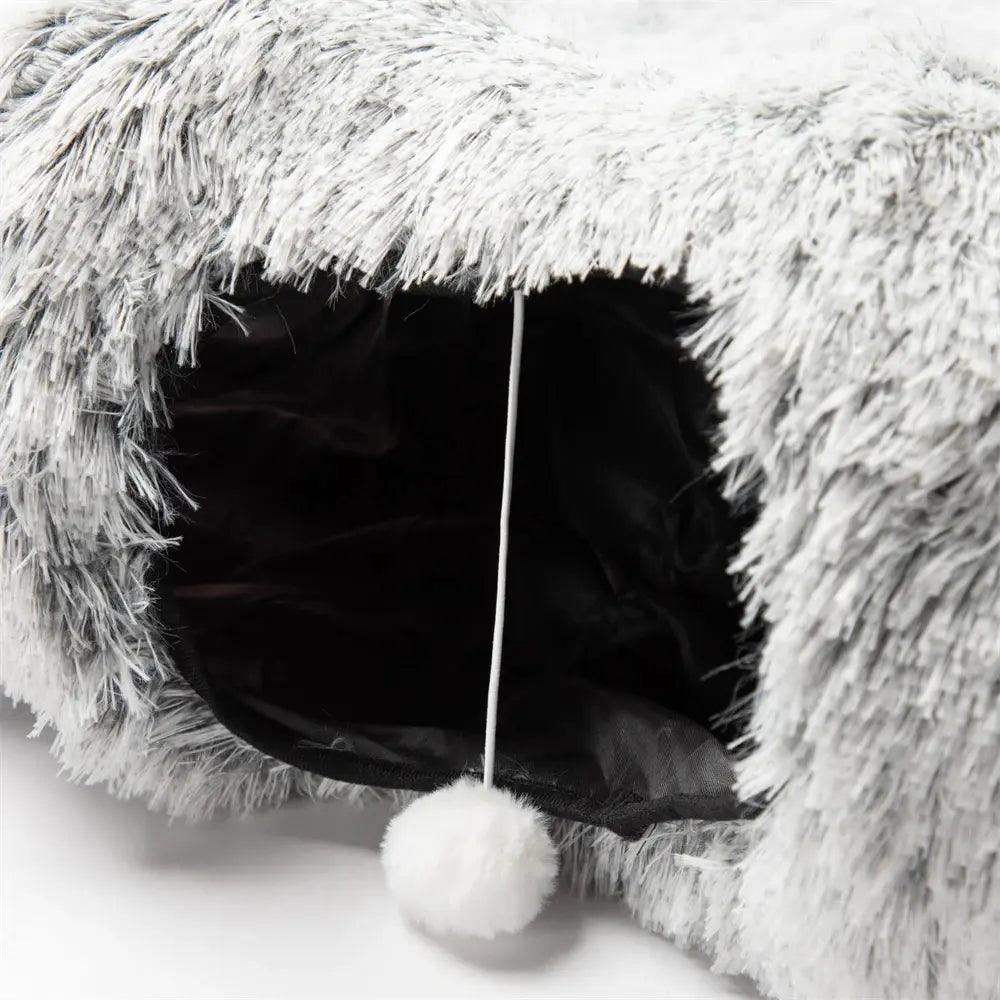 Disk-O Fluffy Cat Tunnel Bed Cat Beds KittyNook Cat Company   