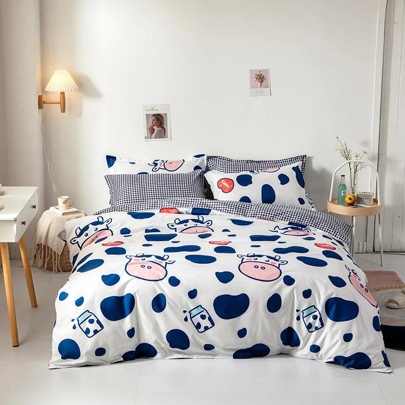 Dreamland Delights Cat Bedding Set Duvet Covers KittyNook Cat Company Cozy Cows Single (1 Duvet Cover + 1 Flat Bedsheet + 1 Pillowcase) 