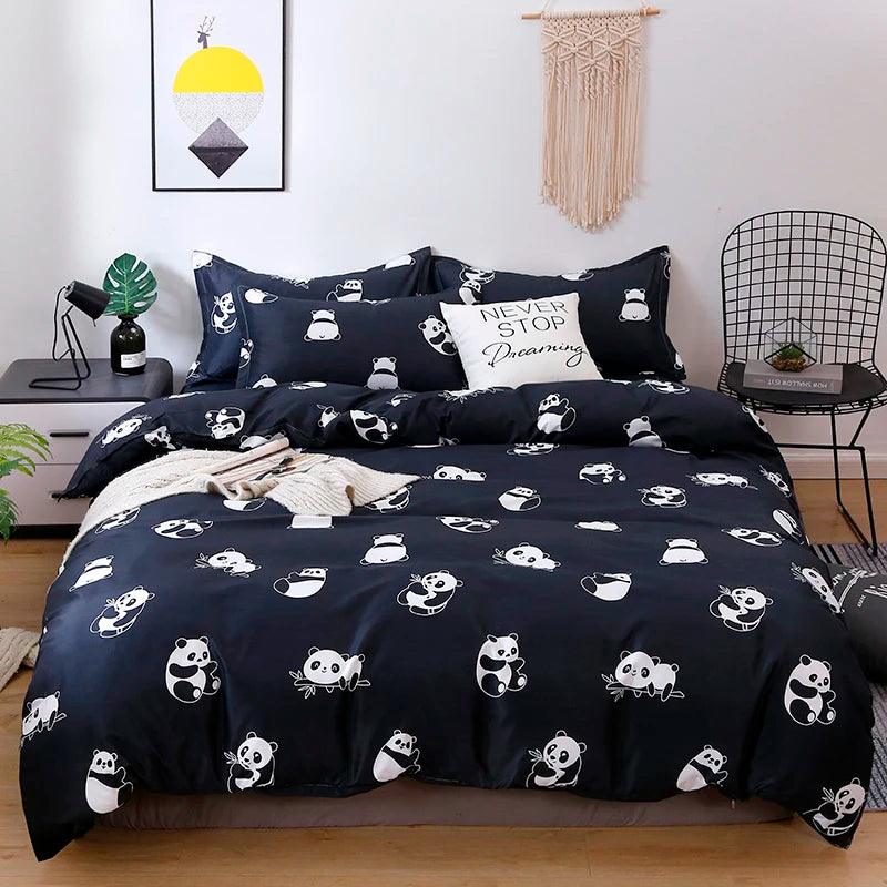 Dreamland Delights Cat Bedding Set Duvet Covers KittyNook Cat Company Playful Pandas Single (1 Duvet Cover + 1 Flat Bedsheet + 1 Pillowcase) 