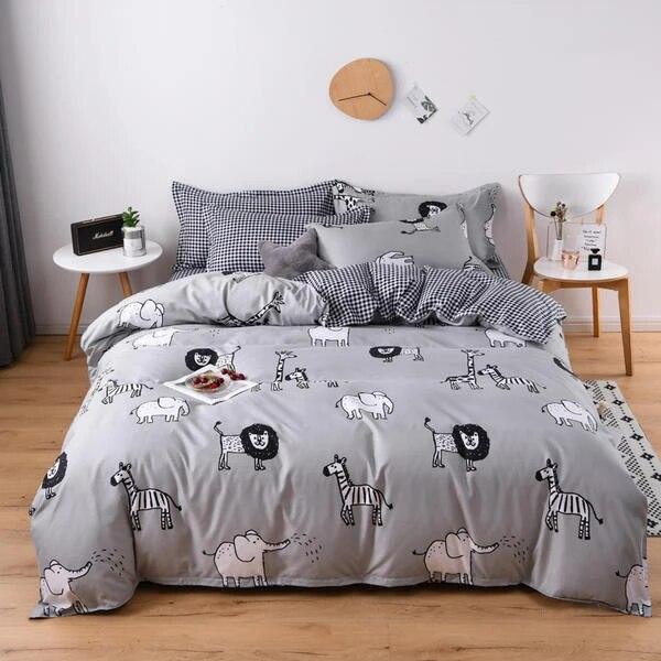 Dreamland Delights Cat Bedding Set Duvet Covers KittyNook Cat Company Zoo Animals Single (1 Duvet Cover + 1 Flat Bedsheet + 1 Pillowcase) 