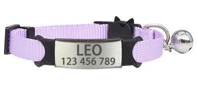 Engrave-Your-Name Cat Collar Pet Collars & Harnesses KittyNook Lilac & Silver  