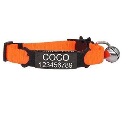 Engrave-Your-Name Cat Collar Pet Collars & Harnesses KittyNook Orange & Black  