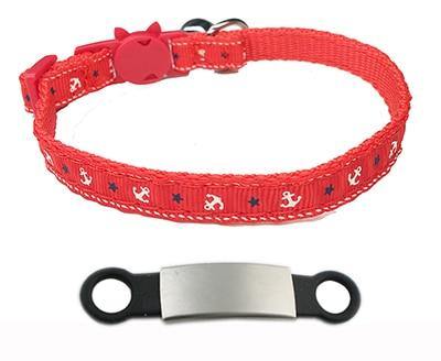 Engrave-Your-Name Cat Collar Pet Collars & Harnesses KittyNook Printed Red & Silver  