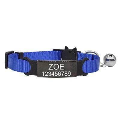 Engrave-Your-Name Cat Collar Pet Collars & Harnesses KittyNook Blue & Black  