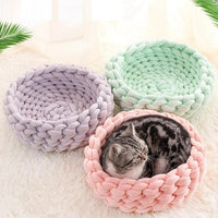 Thumbnail for Fluffy Knitted Round Cat Bed - KittyNook Cat Company
