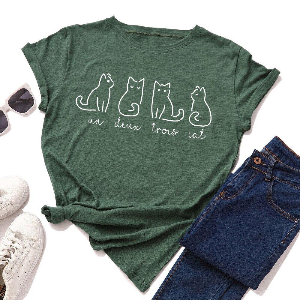 Four Mus-cat-teers Tee Shirts & Tops KittyNook Olive Green S 