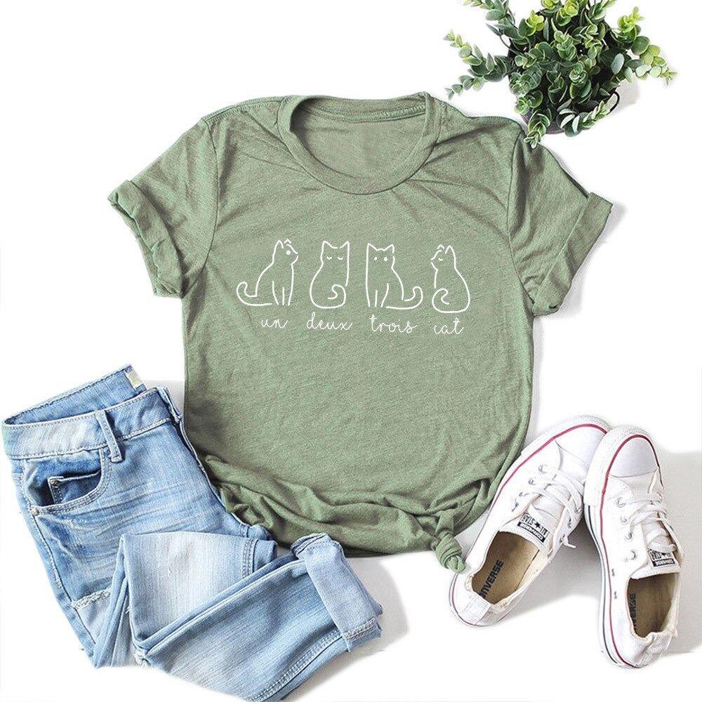 Four Mus-cat-teers Tee Shirts & Tops KittyNook Sage  Green S 