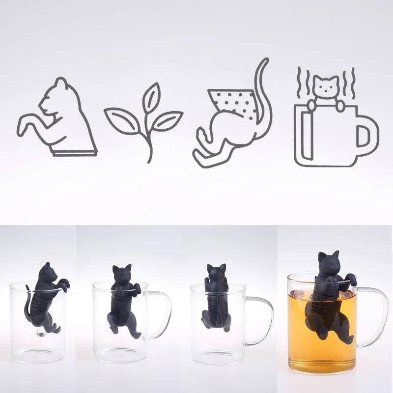 Hanging Cat Tea Infuser Tea Strainers KittyNook   