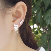 Thumbnail for Hanging Cat Hypoallergenic Stud Earrings - KittyNook