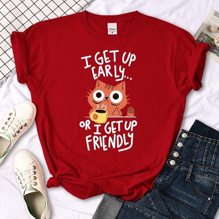 I Get Up Early... Or I Get Up Friendly Funny Cat Shirts - KittyNook Cat Company