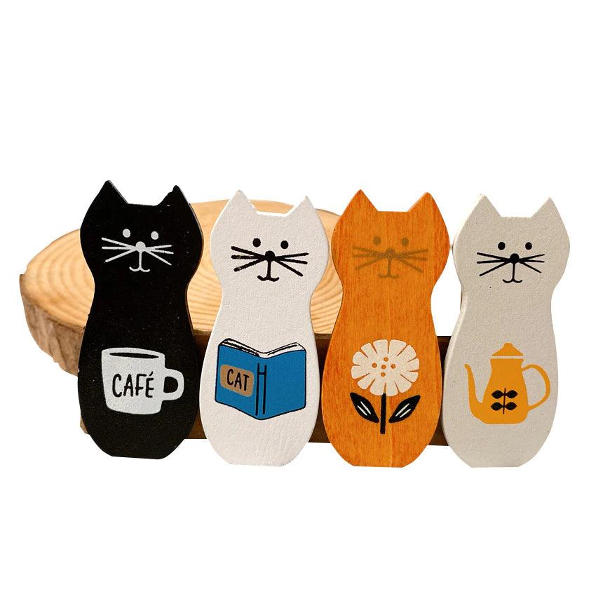 Kawaii Cats Wooden Craft Photo Clips - KittyNook Cat Company