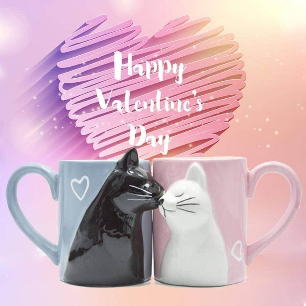 Kissing Cats Ceramic Mug Set - KittyNook