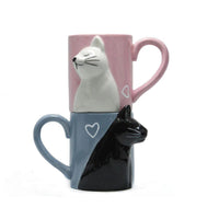 Thumbnail for Kissing Cats Ceramic Mug Set Drinkware KittyNook   