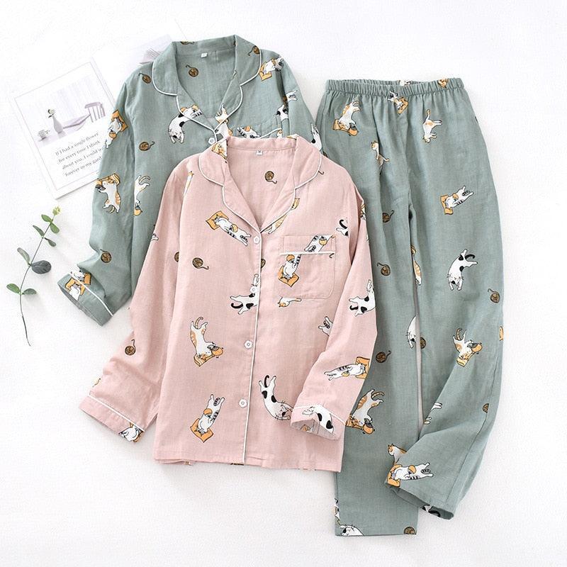 Kitty Cats Cotton Pajama Set KittyNook Cat