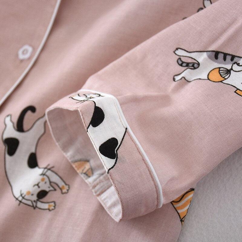 Kitty Cats Cotton Pajama Set - KittyNook Cat Company